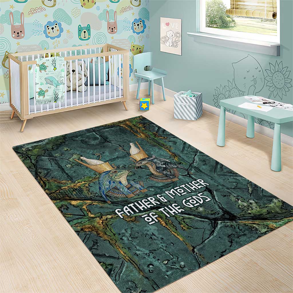 Nun and Naunet Egyptian Area Rug Serpent Abyss Design Primordial Gods of Ancient Waters