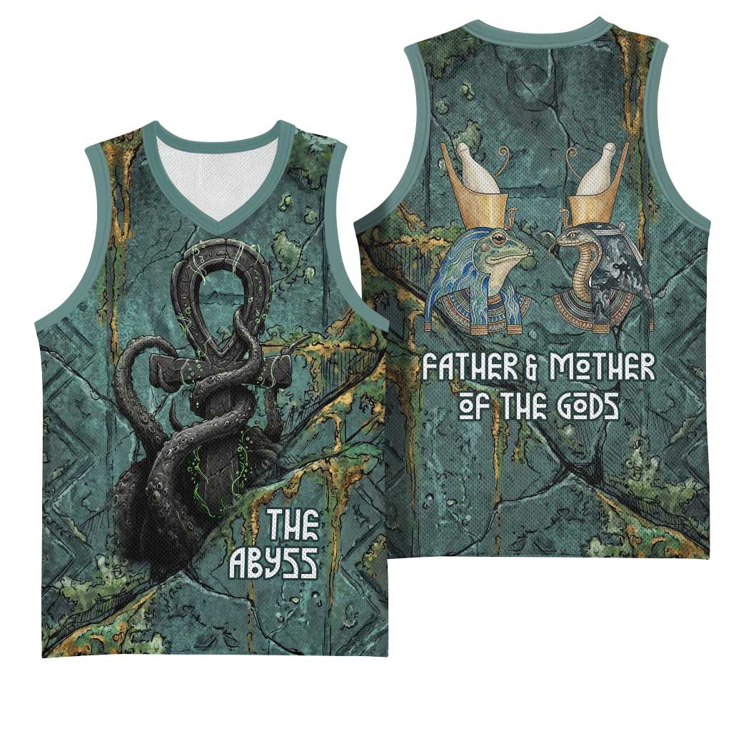 Nun and Naunet Egyptian Basketball Jersey Serpent Abyss Design Primordial Gods of Ancient Waters