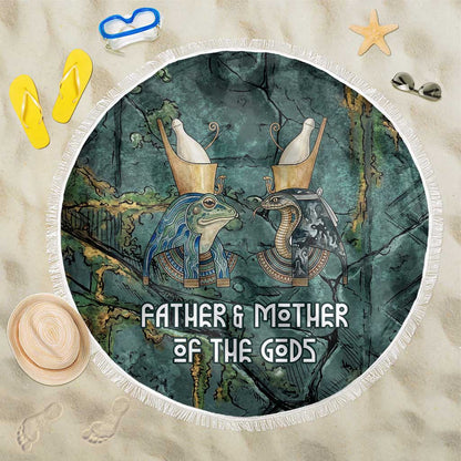 Nun and Naunet Egyptian Beach Blanket Serpent Abyss Design Primordial Gods of Ancient Waters