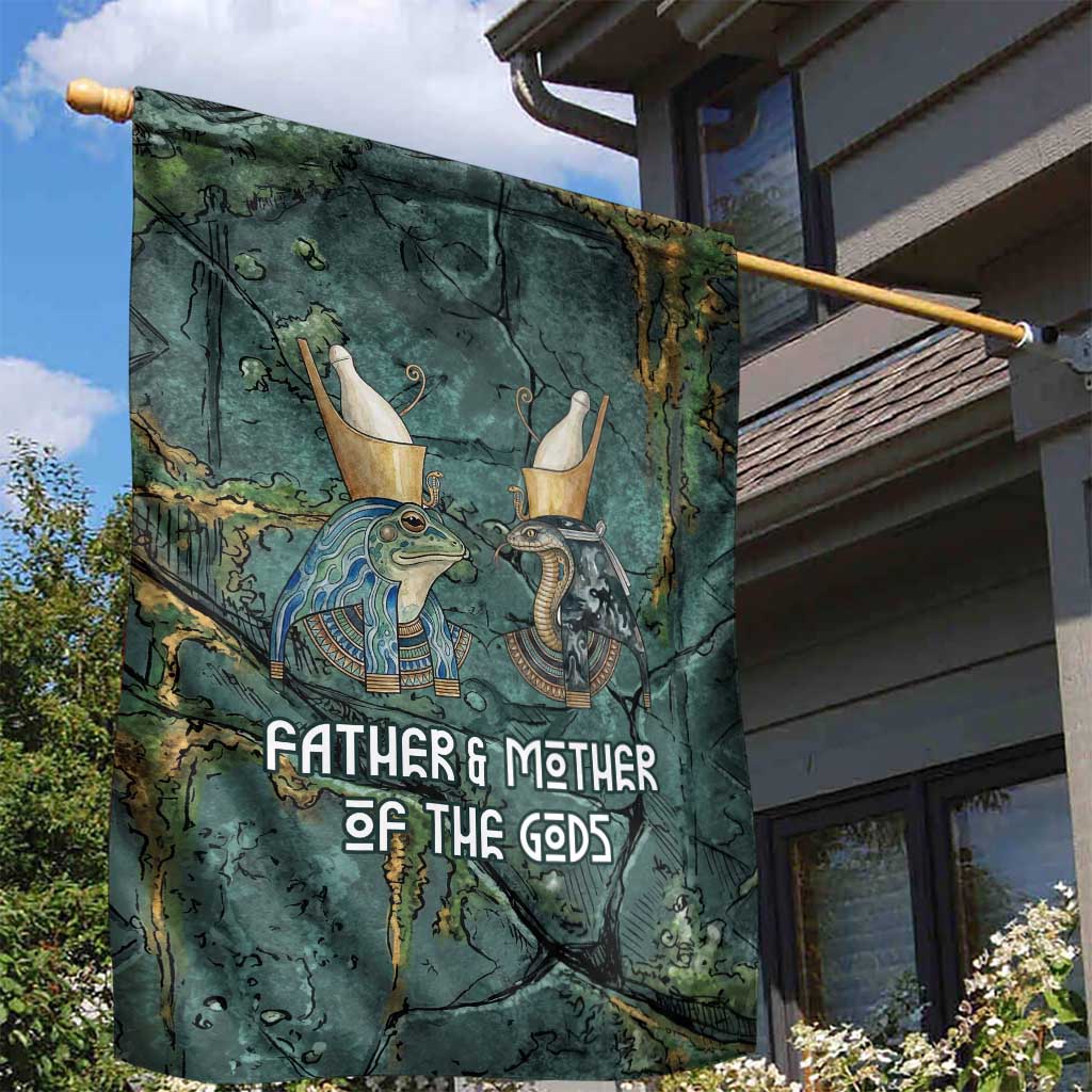 Nun and Naunet Egyptian Garden Flag Serpent Abyss Design Primordial Gods of Ancient Waters