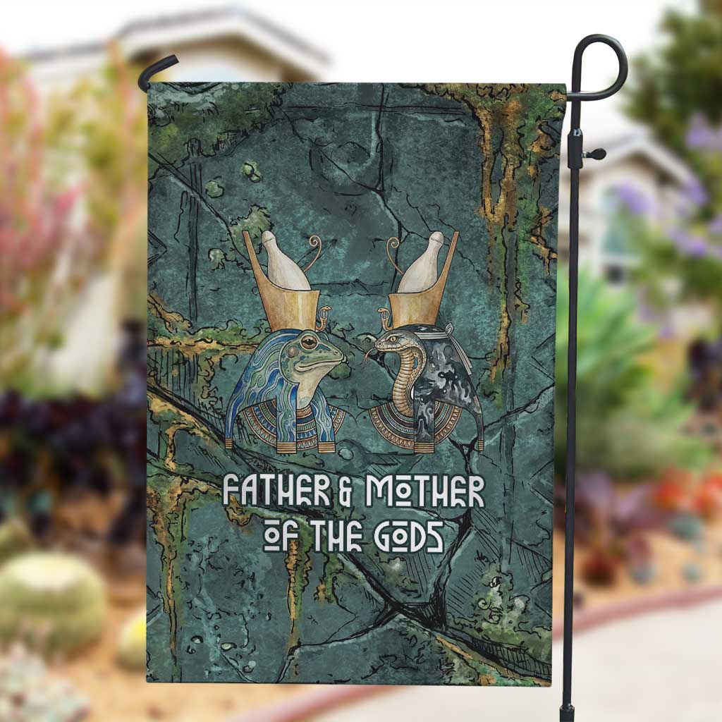 Nun and Naunet Egyptian Garden Flag Serpent Abyss Design Primordial Gods of Ancient Waters