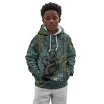 Nun and Naunet Egyptian Kid Hoodie Serpent Abyss Design Primordial Gods of Ancient Waters