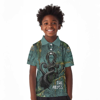 Nun and Naunet Egyptian Kid Polo Shirt Serpent Abyss Design Primordial Gods of Ancient Waters