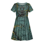 Nun and Naunet Egyptian Kid Short Sleeve Dress Serpent Abyss Design Primordial Gods of Ancient Waters