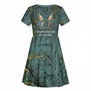 Nun and Naunet Egyptian Kid Short Sleeve Dress Serpent Abyss Design Primordial Gods of Ancient Waters