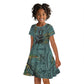 Nun and Naunet Egyptian Kid Short Sleeve Dress Serpent Abyss Design Primordial Gods of Ancient Waters