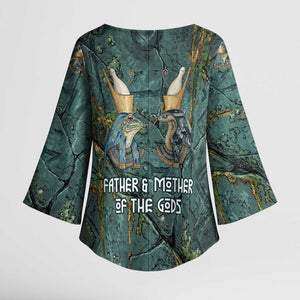 Nun and Naunet Egyptian Kimono Sleeve Blouse Serpent Abyss Design Primordial Gods of Ancient Waters