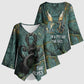Nun and Naunet Egyptian Kimono Sleeve Blouse Serpent Abyss Design Primordial Gods of Ancient Waters