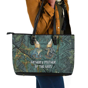 Nun and Naunet Egyptian Leather Tote Bag Serpent Abyss Design Primordial Gods of Ancient Waters