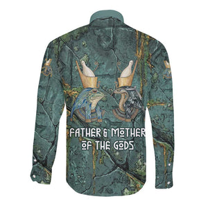 Nun and Naunet Egyptian Long Sleeve Button Shirt Serpent Abyss Design Primordial Gods of Ancient Waters