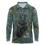 Nun and Naunet Egyptian Long Sleeve Polo Shirt Serpent Abyss Design Primordial Gods of Ancient Waters