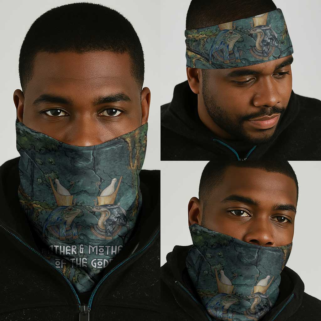 Nun and Naunet Egyptian Neck Gaiter Serpent Abyss Design Primordial Gods of Ancient Waters