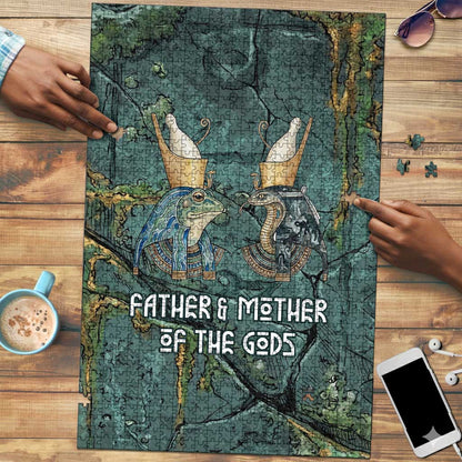 Nun and Naunet Egyptian Puzzle Serpent Abyss Design Primordial Gods of Ancient Waters