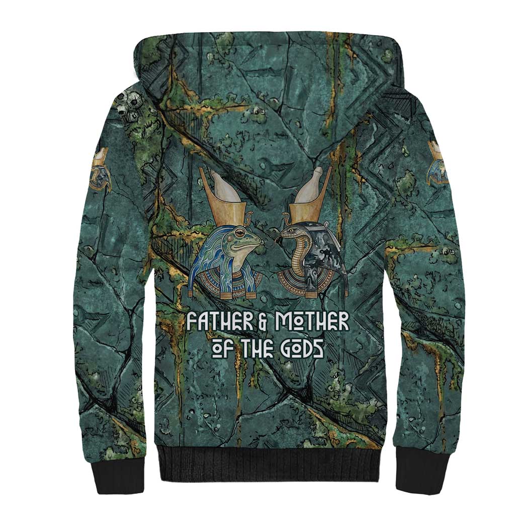 Nun and Naunet Egyptian Sherpa Hoodie Serpent Abyss Design Primordial Gods of Ancient Waters