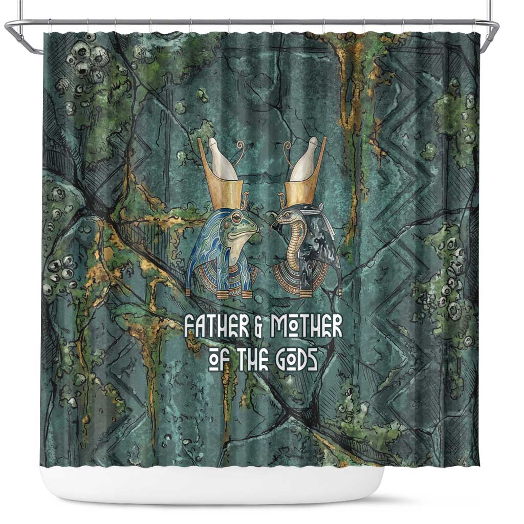 Nun and Naunet Egyptian Shower Curtain Serpent Abyss Design Primordial Gods of Ancient Waters