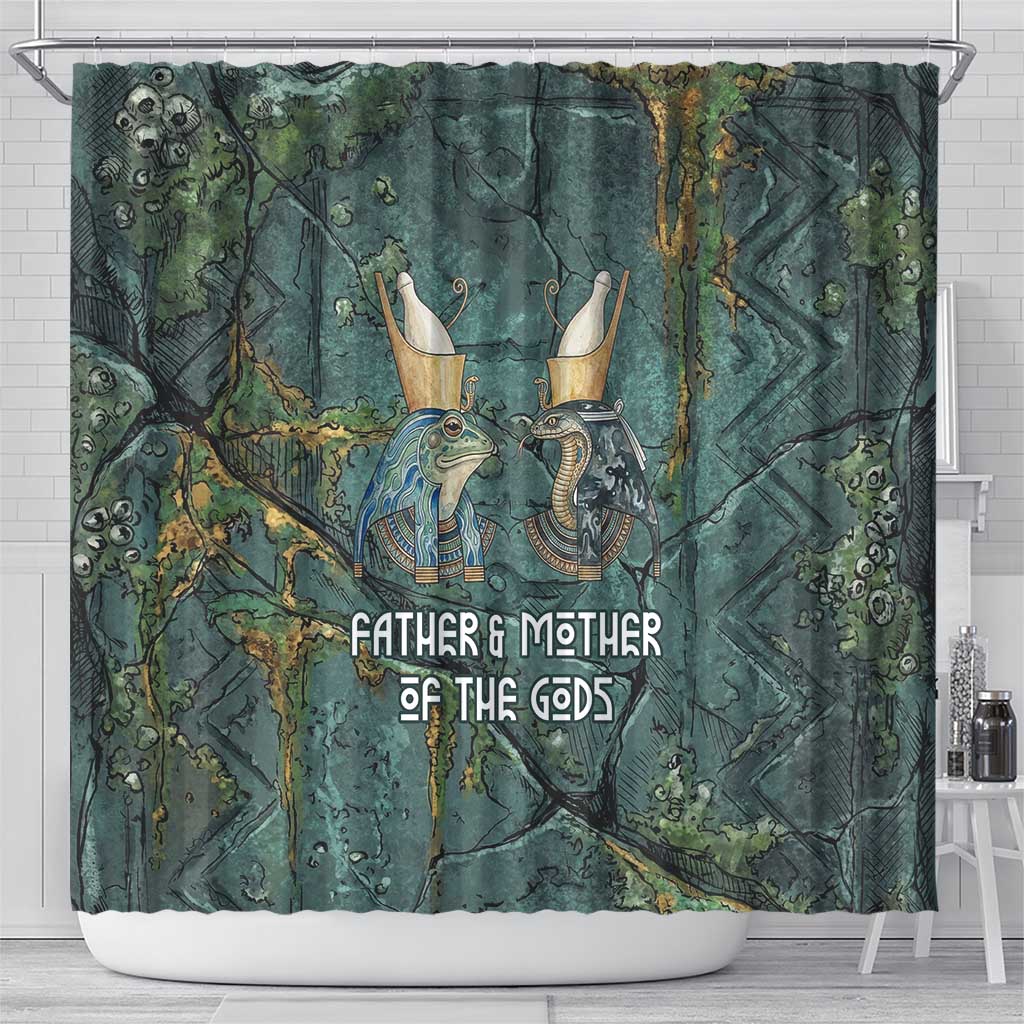 Nun and Naunet Egyptian Shower Curtain Serpent Abyss Design Primordial Gods of Ancient Waters