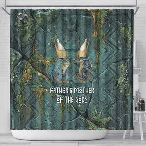 Nun and Naunet Egyptian Shower Curtain Serpent Abyss Design Primordial Gods of Ancient Waters