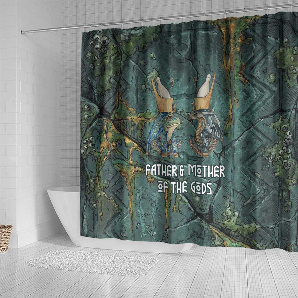 Nun and Naunet Egyptian Shower Curtain Serpent Abyss Design Primordial Gods of Ancient Waters