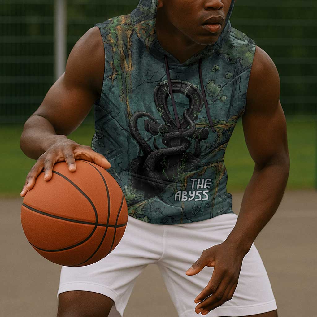 Nun and Naunet Egyptian Sleeveless Hoodie Serpent Abyss Design Primordial Gods of Ancient Waters