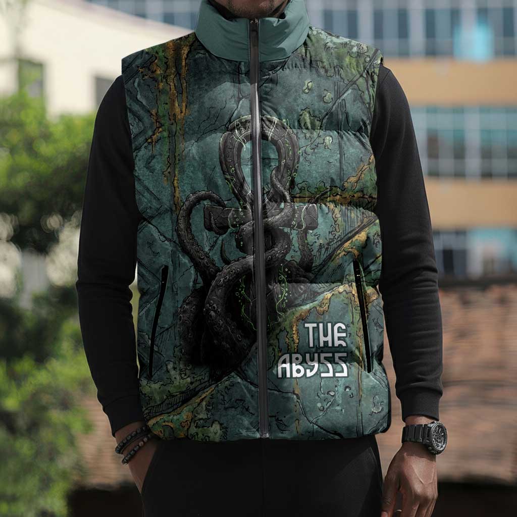 Nun and Naunet Egyptian Sleeveless Puffer Jacket Serpent Abyss Design Primordial Gods of Ancient Waters