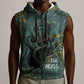 Nun and Naunet Egyptian Sleeveless Zip Hoodie Serpent Abyss Design Primordial Gods of Ancient Waters