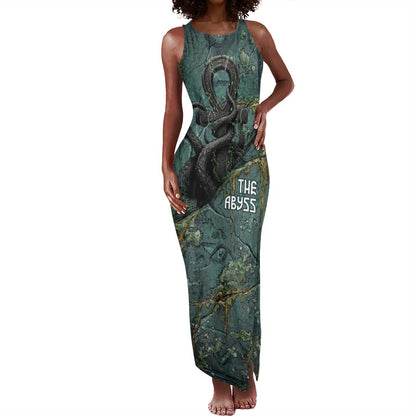 Nun and Naunet Egyptian Tank Maxi Dress Serpent Abyss Design Primordial Gods of Ancient Waters
