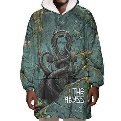Nun and Naunet Egyptian Wearable Blanket Hoodie Serpent Abyss Design Primordial Gods of Ancient Waters