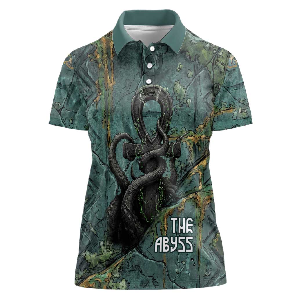 Nun and Naunet Egyptian Women Polo Shirt Serpent Abyss Design Primordial Gods of Ancient Waters