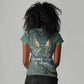 Nun and Naunet Egyptian Women V-Neck T-Shirt Serpent Abyss Design Primordial Gods of Ancient Waters