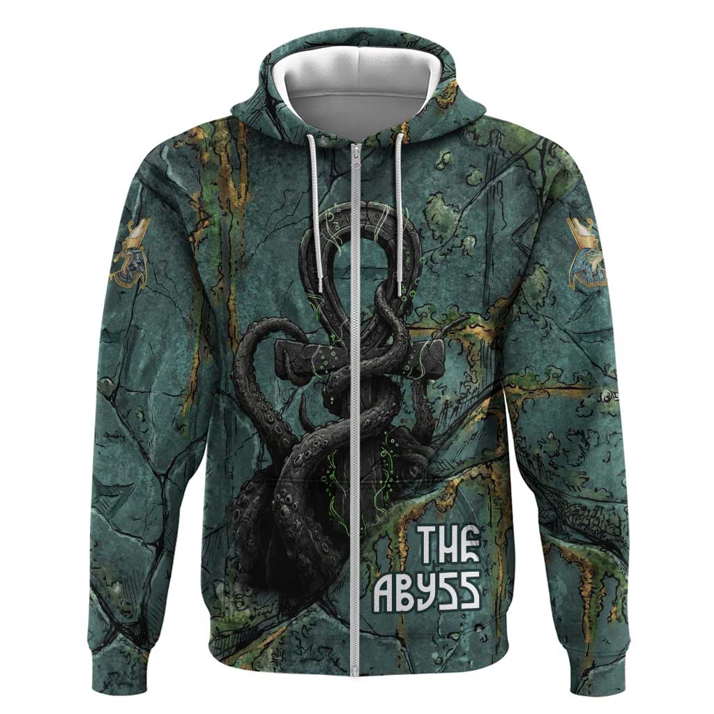 Nun and Naunet Egyptian Zip Hoodie Serpent Abyss Design Primordial Gods of Ancient Waters