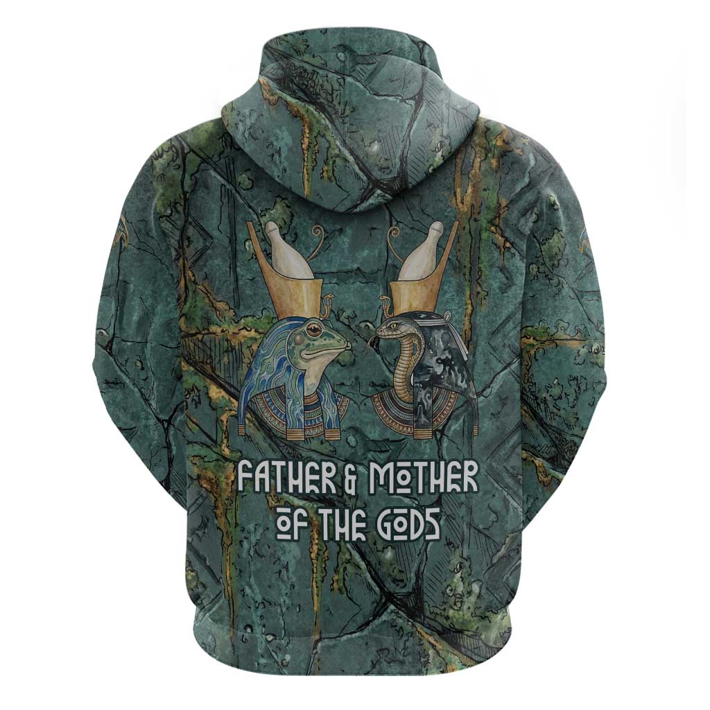 Nun and Naunet Egyptian Zip Hoodie Serpent Abyss Design Primordial Gods of Ancient Waters