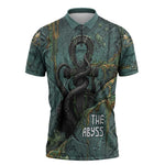 Nun and Naunet Egyptian Zipper Polo Shirt Serpent Abyss Design Primordial Gods of Ancient Waters