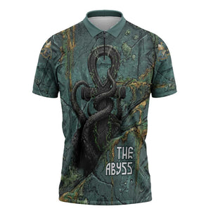 Nun and Naunet Egyptian Zipper Polo Shirt Serpent Abyss Design Primordial Gods of Ancient Waters