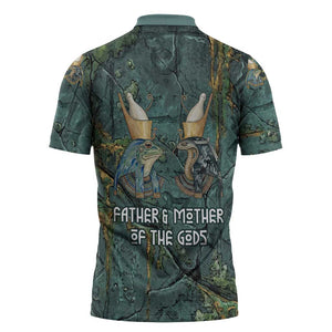 Nun and Naunet Egyptian Zipper Polo Shirt Serpent Abyss Design Primordial Gods of Ancient Waters