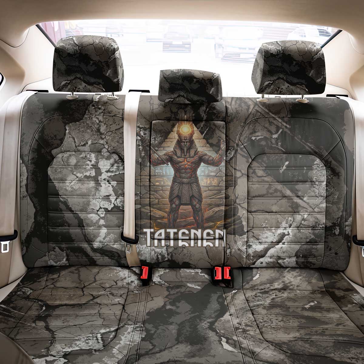 Tatenen Back Car Seat Cover Rising Hand Design Egyptian God of Creation and Earth Emergence
