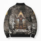 Tatenen Bomber Puffer Jacket Rising Hand Design Egyptian God of Creation and Earth Emergence