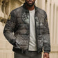 Tatenen Bomber Puffer Jacket Rising Hand Design Egyptian God of Creation and Earth Emergence