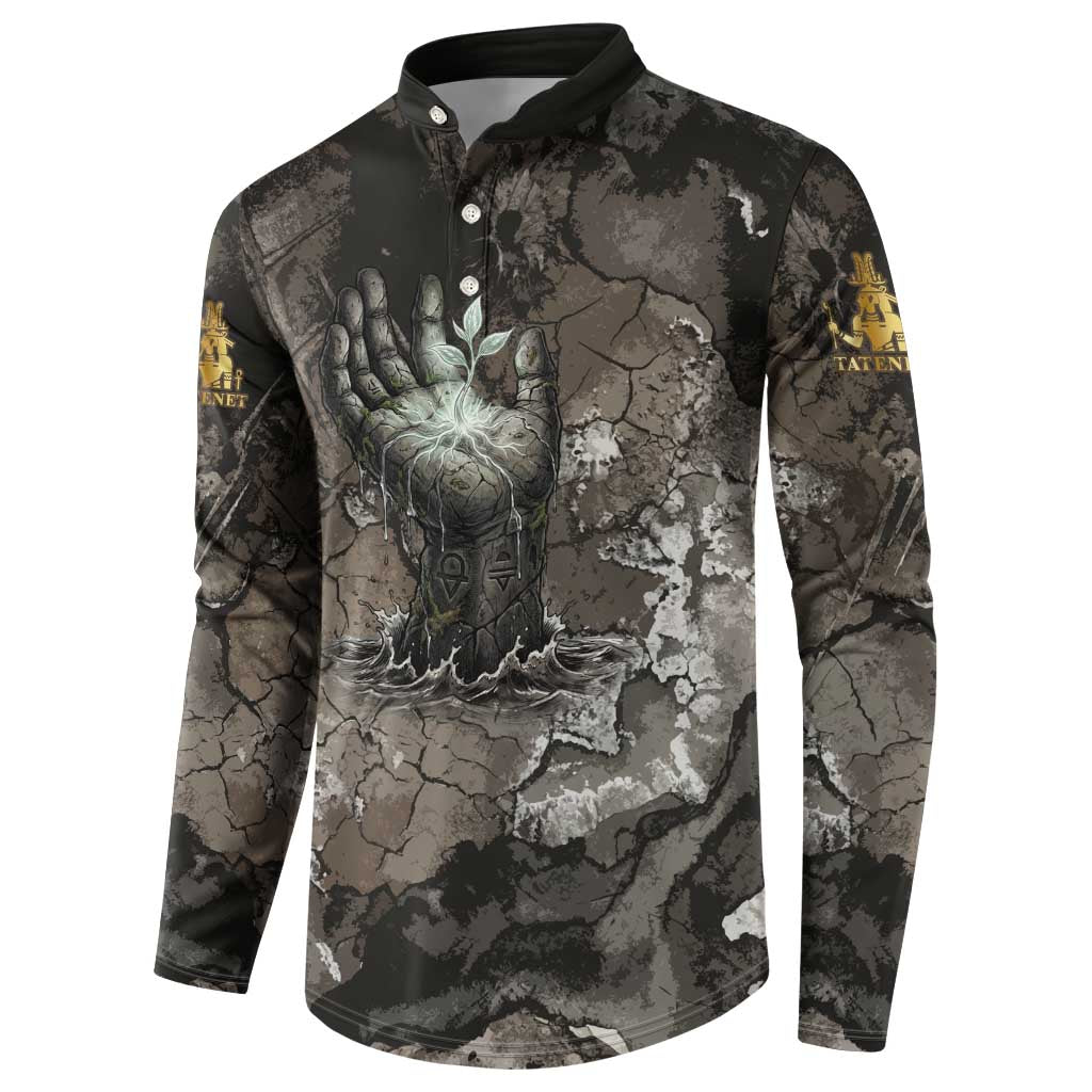 Tatenen Button Sweatshirt Rising Hand Design Egyptian God of Creation and Earth Emergence