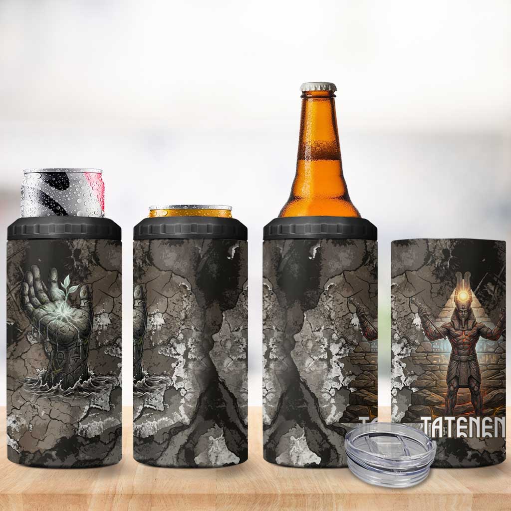 Tatenen 4 in 1 Can Cooler Tumbler Rising Hand Design Egyptian God of Creation and Earth Emergence