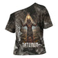 Tatenen Cross Shoulder Shirt Rising Hand Design Egyptian God of Creation and Earth Emergence