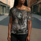Tatenen Cross Shoulder Shirt Rising Hand Design Egyptian God of Creation and Earth Emergence