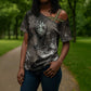 Tatenen Cross Shoulder Shirt Rising Hand Design Egyptian God of Creation and Earth Emergence