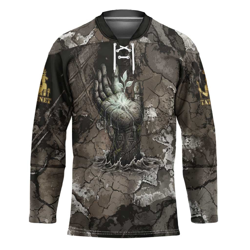 Tatenen Hockey Jersey Rising Hand Design Egyptian God of Creation and Earth Emergence