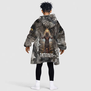 Tatenen Kid Wearable Blanket Hoodie Rising Hand Design Egyptian God of Creation and Earth Emergence