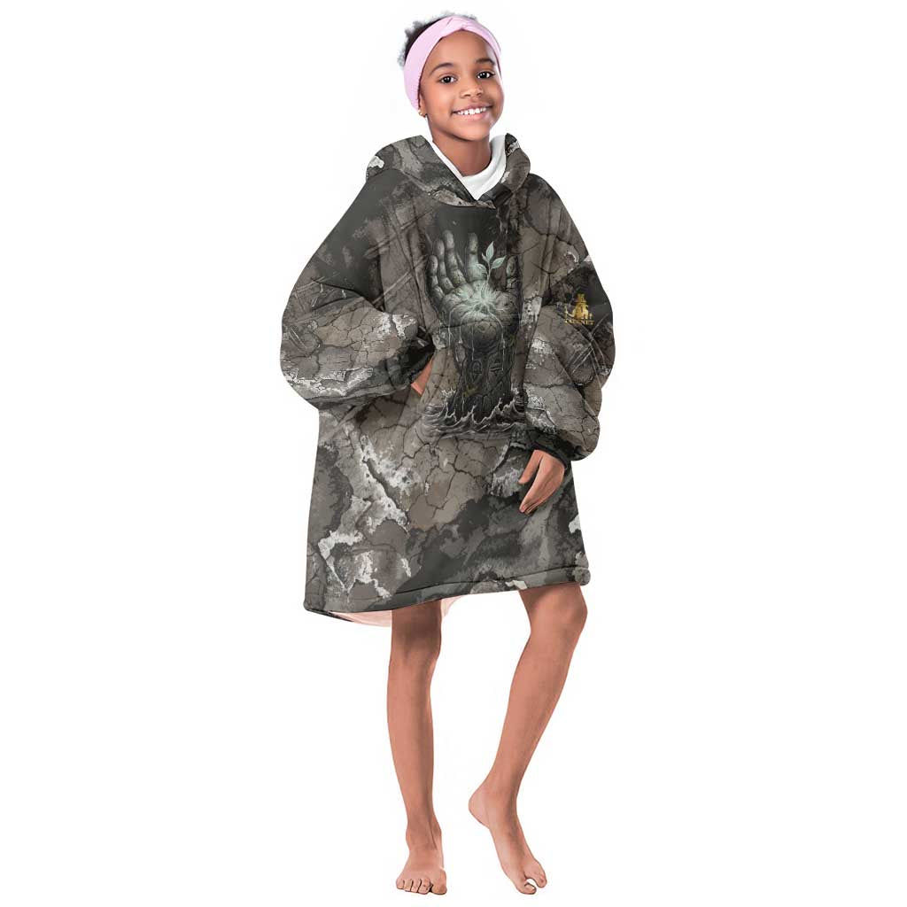 Tatenen Kid Wearable Blanket Hoodie Rising Hand Design Egyptian God of Creation and Earth Emergence