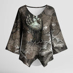 Tatenen Kimono Sleeve Blouse Rising Hand Design Egyptian God of Creation and Earth Emergence