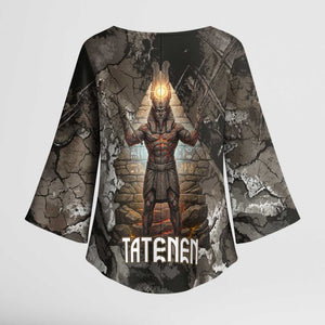 Tatenen Kimono Sleeve Blouse Rising Hand Design Egyptian God of Creation and Earth Emergence