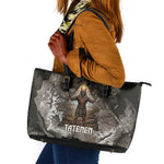 Tatenen Leather Tote Bag Rising Hand Design Egyptian God of Creation and Earth Emergence