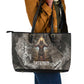 Tatenen Leather Tote Bag Rising Hand Design Egyptian God of Creation and Earth Emergence