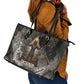 Tatenen Leather Tote Bag Rising Hand Design Egyptian God of Creation and Earth Emergence